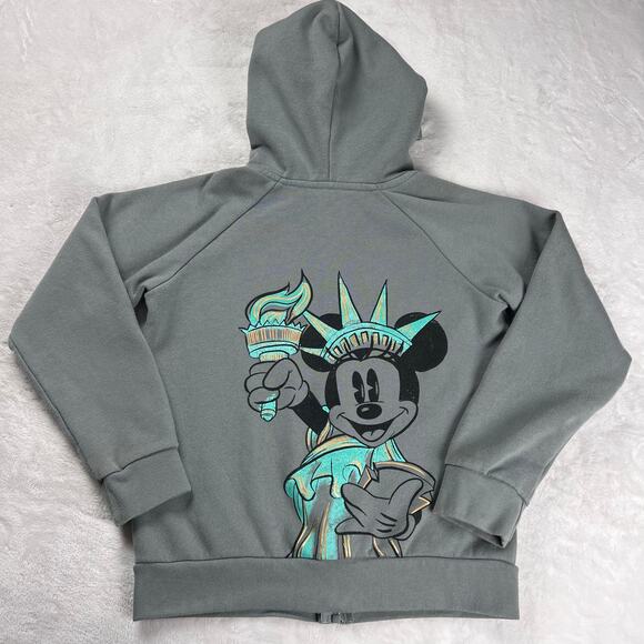 Disney Mickey Mouse New York Statue of Library Kids Hooded Sweatshirt size 9/10 - Picture 1 of 9